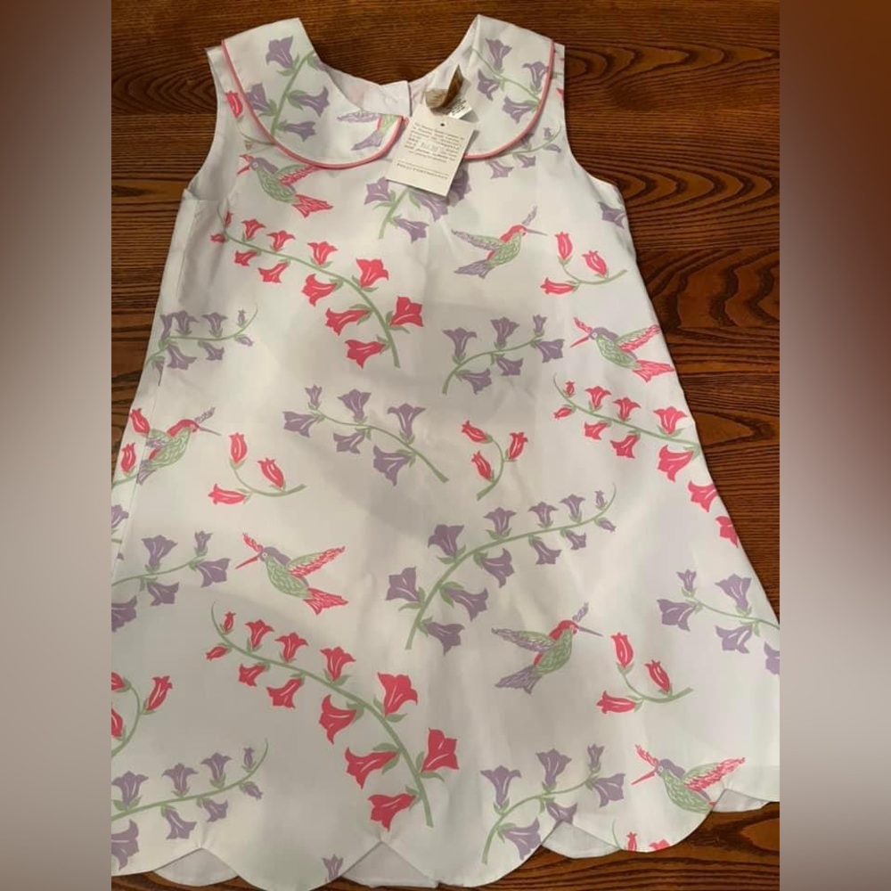 NWT Beaufort Bonnet Company girls button back dress with scallop detail